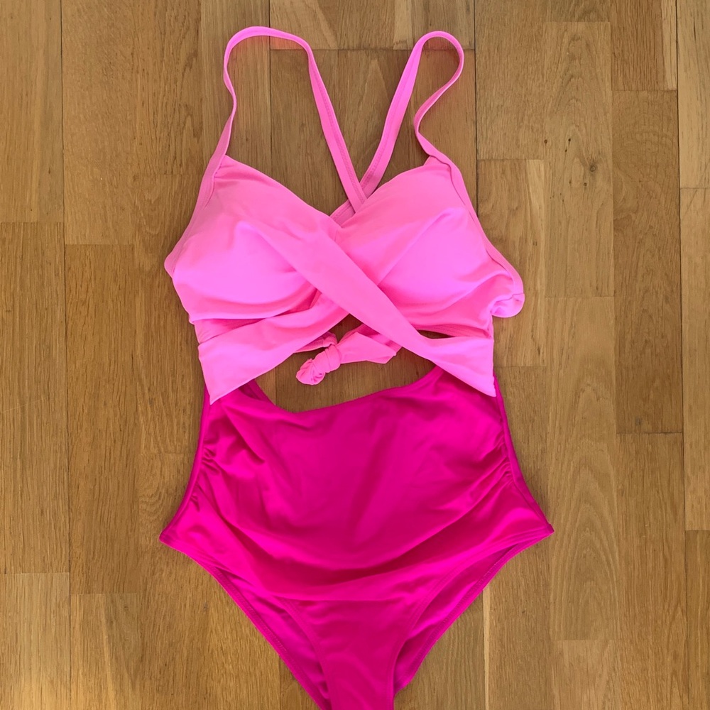 Womens Swim Pink One-Piece Swimsuit